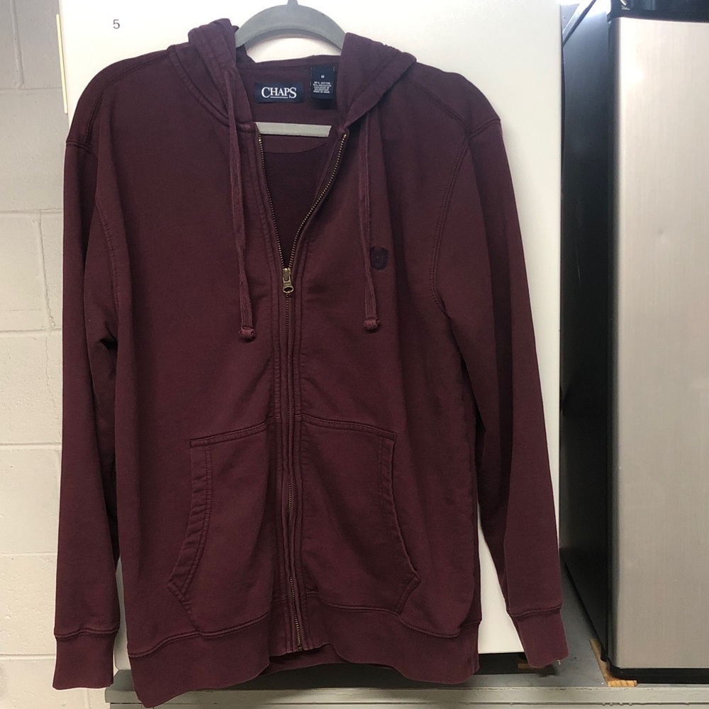 Chaps Burgundy Full-Zip Hooded Sweatshirt
